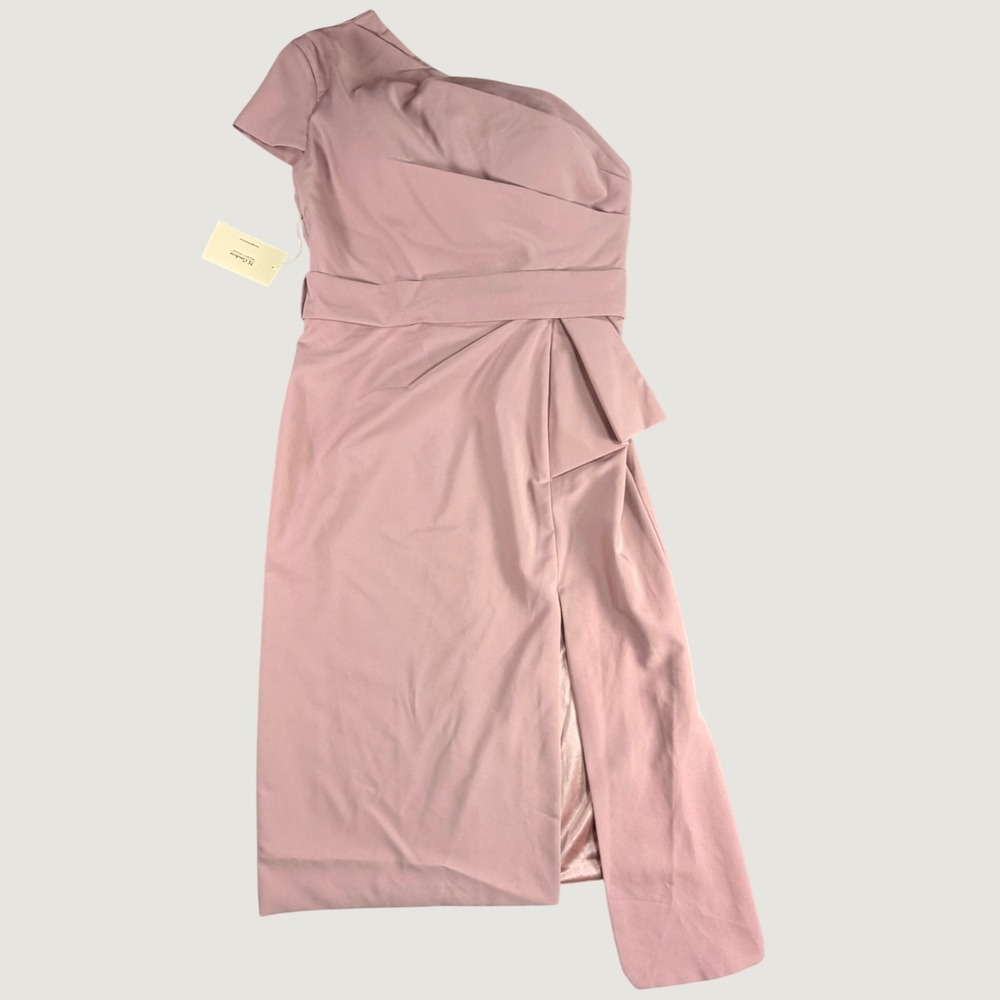 TS Couture Womens One Shoulder Asymmetrical Cocktail Dress 10 Pink Wedding Guest